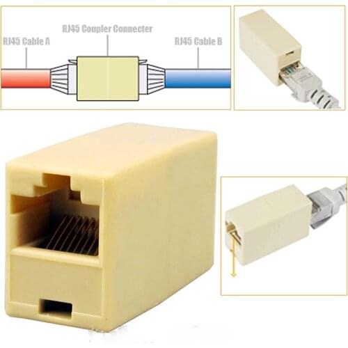 10Pcs RJ-45 SOCKET RJ45 Splitter Connector CAT5 CAT6 LAN Ethernet Splitter Adapter Network Modular Plug For PC Lan Cable Joiner