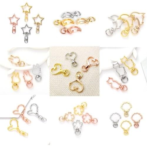 100pcs/lot heart Key Ring star cat Keychain Lobster Clasp Key Hook For Jewelry Making Finding DIY Key Chains Accessories