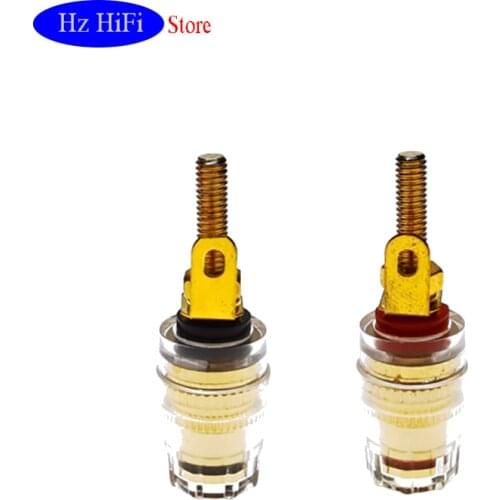 2PCS 4mm Gold Plated Amplifier Speaker Binding Posts Oxidation Resistance Brass Terminal Transparent Shell for Banana Plugs