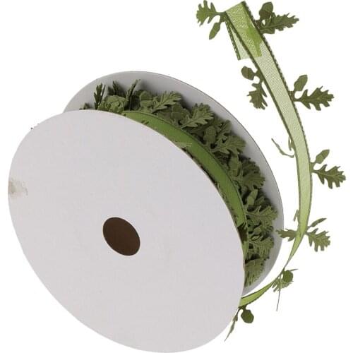 20Meters Green Leaves Ribbon Sewing Trims For Wedding Party Craft Decoration