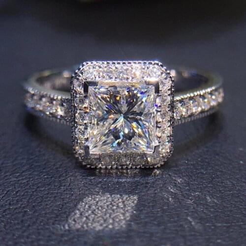 2021 Gorgeous Square Shape Women Ring Full Bling Iced Out Micro Pave Crystal Zircon Dazzling Bridal Ring Wedding Engage Ring