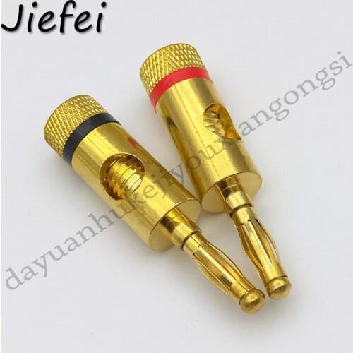 4Pcs New 4mm 24k Gold Plated Musical Audio Speaker Cable Wire Banana Plug Plated Musical Speaker Cable Wire Pin Connector