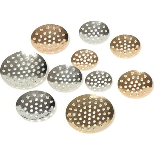 50pcs Brooch Metal Round Bezel Base Bouquet Beading Back Holes Pad Cabochon Settings Blank Tray For DIY Brooches Jewelry Making