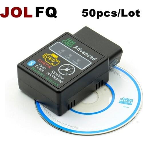 50pcs Mini ELM327 V2.1 Bluetooth HH OBD Advanced OBDII OBD2 ELM 327 Car Diagnostic Scanner code reader scan tool for Android