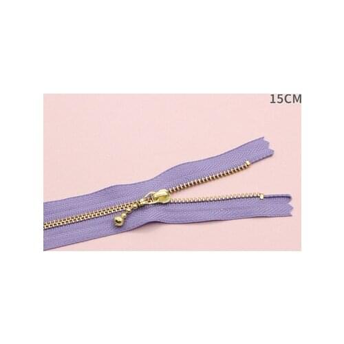 Free shipping 10pcs/lot Purple 15cm gold teeth zipper metal zipper water head diy craft bag zipper closed end zipper