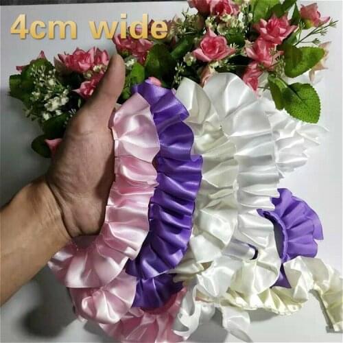 4cm Wide Color Glossy Chiffon Wrinkle Lace Ribbon DIY Skirt Childrens Cuffs Hem Trim Toy Pet Clothes Sewing Accessories renda
