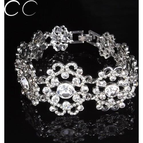 Vintage luxury shine austrian crystal bracelet bangles for women wedding jewelry for brides fashion jewellery high quality E026