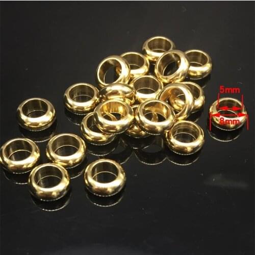 50pcs/Lot 8MM Gold Tone Stainless Steel Beads Round Bead Big Hole Beads For Jewelry Making DIY Hand Made Charm Bracelet Necklace