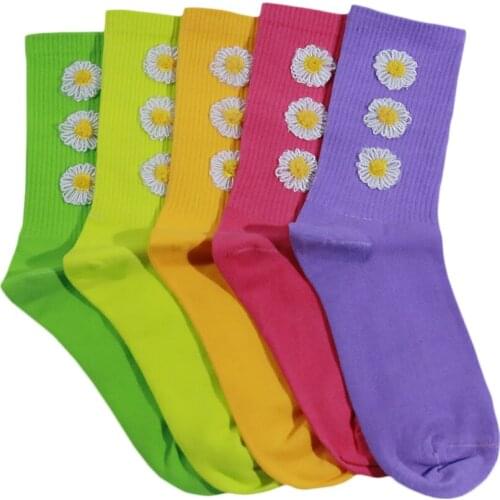 Original Small Flower Girls Woman Socks Unique Personality Street Hip Hop Cotton Socks Harajuku Skateboard Female Crew Sox