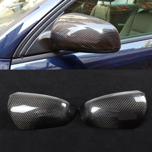 For AUDI A4 B7 S4 A6 C6 2003- 2007 2pcs Real Carbon Fiber Side Wing Rearview Rear View Mirror Replacement Cover Trim Case Shell