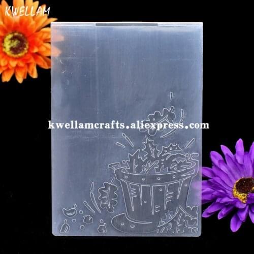 Planting Pots Leaves Plastic Embossing Folder For Scrapbook DIY Album Card Tool Plastic Template 12.5x17.8cm KW7062307