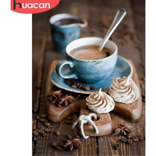 Huacan 5D DIY Diamond Painting Cross Stitch Diamond Embroidery Coffee Pattern Full Drill Rhinestone Mosaic Wall Decoration Gift