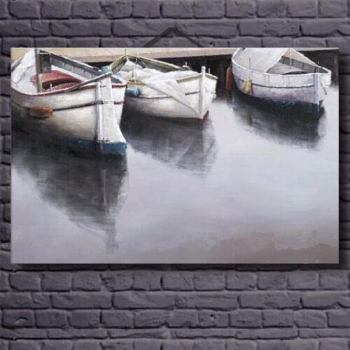 Hand Printed Canvas Oil Painting Mediterranean Sea Landscape Oil Painting Linen Material Home Decor Wall Decoration For Room