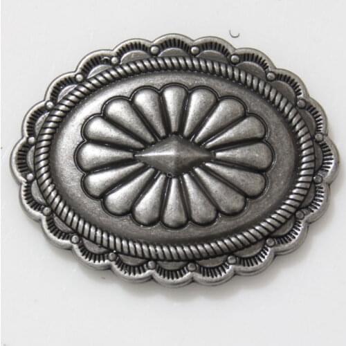KBO04) 10pc Southwestern Oval Concho Size 1-7/8" (4.8cm)*1.5''(3.8cm) Antique-Silver