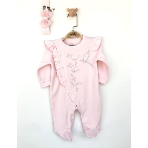 New Born Girl Swallow Embroidery Pink Rompers Set Newborn Essential Natural Baby Set Soft 100% Cotton Baby Gift Layette Baby set