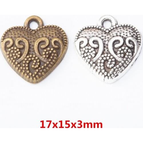 55 pieces of retro metal zinc alloy Love Pendant for DIY handmade jewelry necklace making 8017