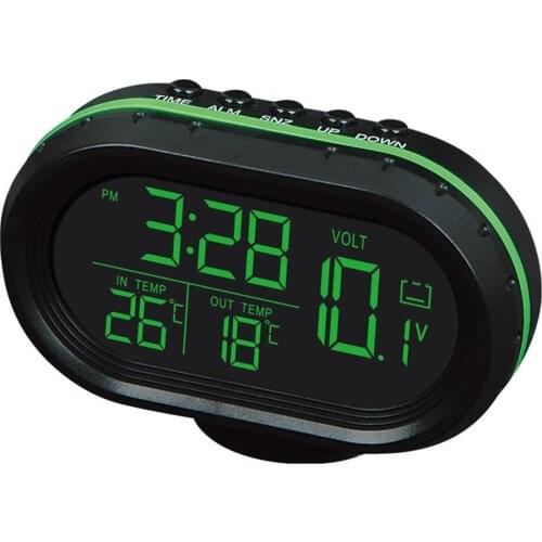 Multi-function Car Temperature Clock Voltmeter Car Thermometer Electronic Clock Car Night Light Clock Supplies