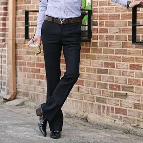 2021 New Men Flared Boot Cut Trousers Business Leisure office Bell Bottom Dance Formal White Suit Pants Size 28 -37