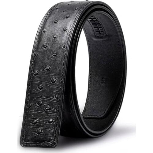Business Style Authentic Real True Ostrich Skin Mens Waist Strap Genuine Exotic Leather Male Belts For Automatic Buckle