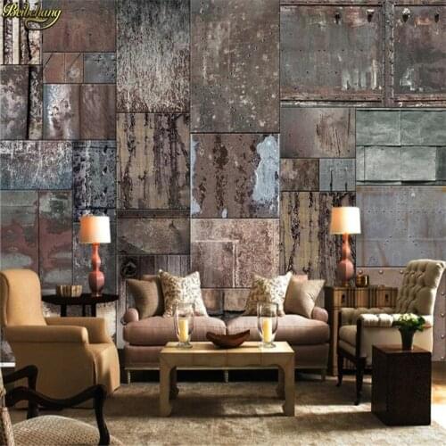 Beibehang Custom Mural wall papers home decor Nostalgic rust metal sheet alphabet cafe Nostalgic rust metal sheet alphabet cafe