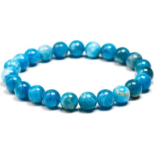 Natural Ocean Blue Apatite Stone Stone 6mm 8mm 10mm Beads Bracelet Women Men Meditation Jewelry Round Gem Beaded Bracelets Gift