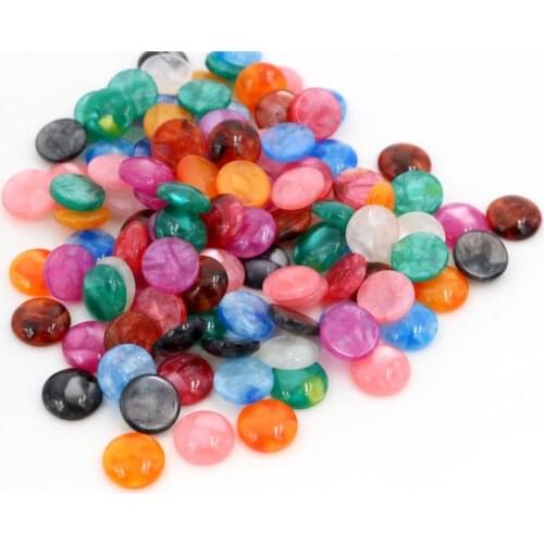 New Fashion 40pcs 10mm Mix Colors Built-in Shell Flat back Resin Cabochons Cameo-V6-33