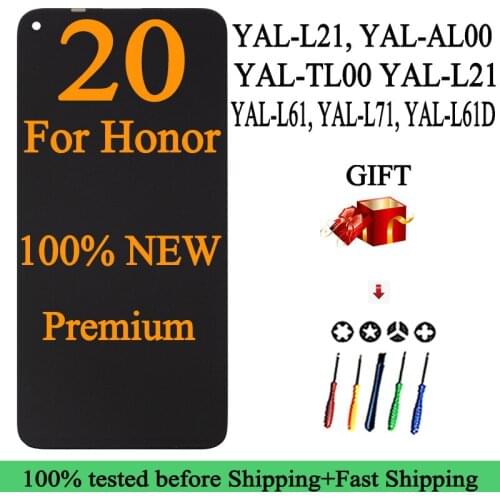 100% NEW YAL-L21/AL00/TL00 YAL-L61/L71/L61D Premium LCD For Huawei Honor 20 Display Touch Screen Digitizer For Huawei Nova 5T