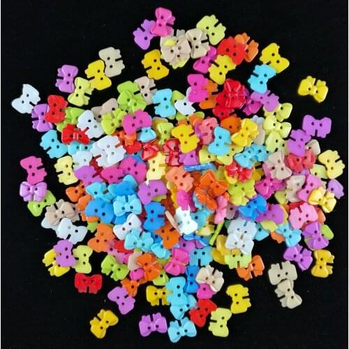 100PCS Resin Sewing Button Bow Buttons Sewing Accessories Mix Colors Cute Bow Sewing Buttons Sewing Craft Scrapbooking