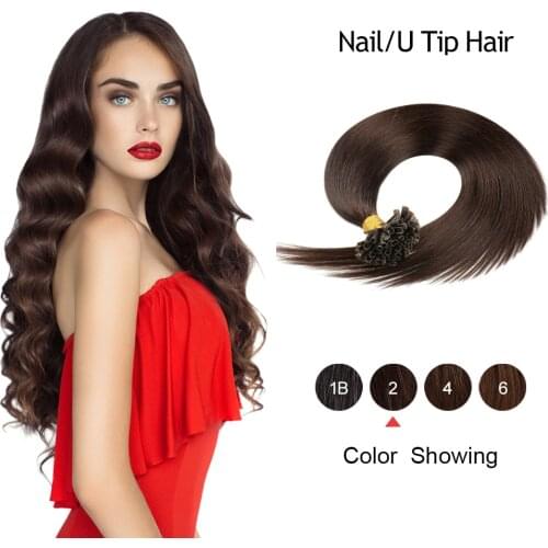 Nail/U Tip Pre Bonded Remy Human Hair Extensions Italian Keratin Fushion Hairpiece Natural Long Straight Silky Hair For Women