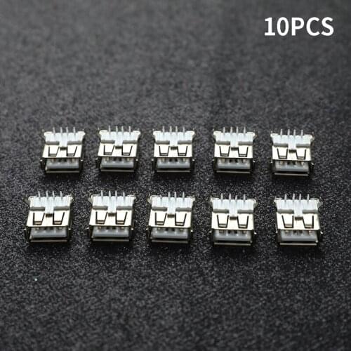 10Pcs USB Type A Standard Port Female Solder Jacks Connector PCB Socket USB Connector Socket Connector