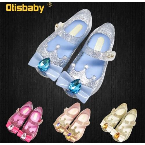 Fast Shipping Girls Snow Queen Elsa Cinderella Aurora Princess Dress Up Diamond Crown Jelly Sandals Baby Girl Rapunzel Shoes