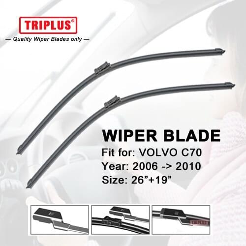 Wiper Blade for VOLVO C70 (2006-2010) 1set 26"+19",Flat Aero Beam Windscreen Wipers Frameless Windshield Soft Wiper Blades
