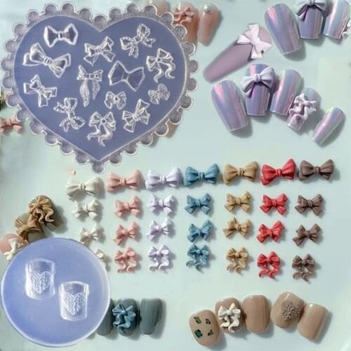 Silicone Nail Carving Mold 3D Butterfly Heart Bows Nail Stamping Stencils UV Gel Polish Manicure Mould