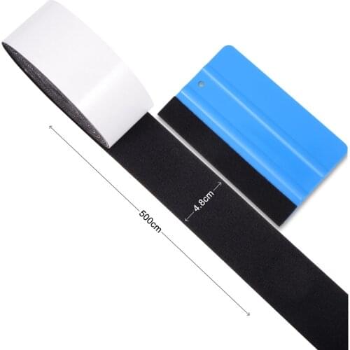 FOSHIO 500cm Scratch-less Spare Fabric Felt Edge for Carbon Fiber Vinyl Card Squeegee Car Film Wrap Felt Cloth Window Tint Tool