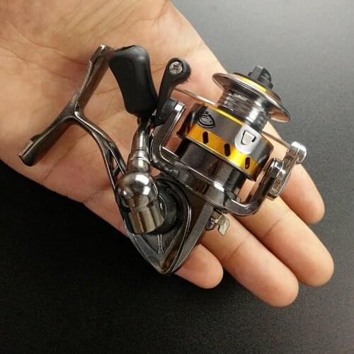 Full metal mini spinning fishing reel 2 bearings small pocket palm fishing wheel 145g ratio 4.3:1 winter ice fishing tackle