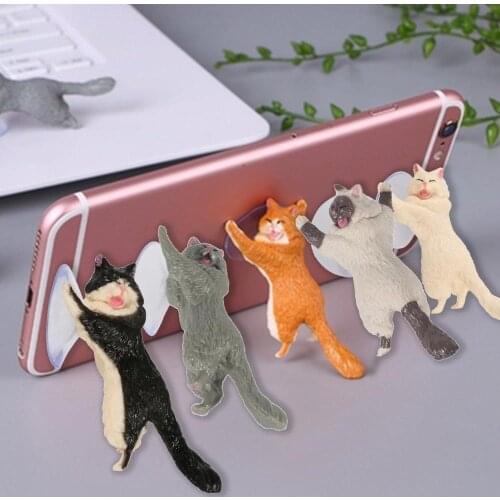 Universal Mobile Phone Bracket Cute Animal Phone Expanding Stand Cat Sucker Design Phone Holder Home Car Decorative 1PCS/Set