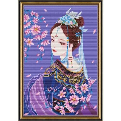 Tang Costume Beauty Cross Stitch DIY Character Pattern Embroidery Kits 14CT 11CT Needlework Embroidery Home Decoration Painting