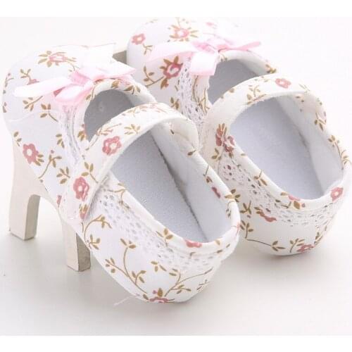 Spring toddler baby girl shoes solid color printed princess bow soft shoes