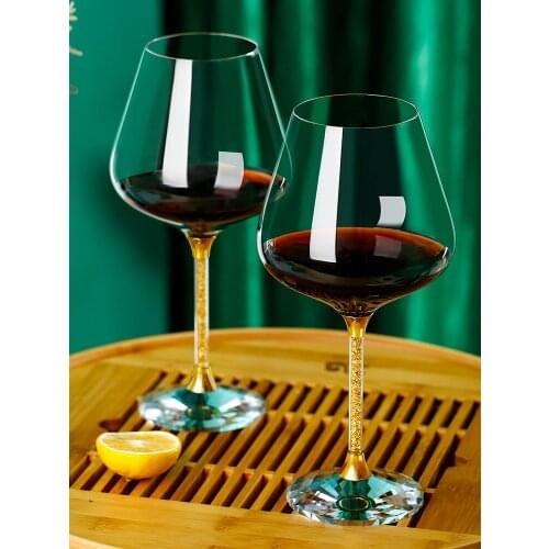 Superior Quality Crystal Wine Glass Cup 24K Gold Foil Burgundy Goblet Champagne Whiskey Bar Party Wedding Gift Home Drinkware