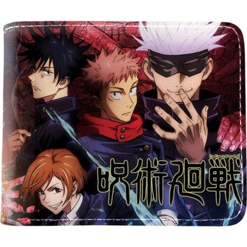 Japanese Anime Cartoon Jujutsu Kaisen Wallet Short Purse With Coin Pocket Card Holder