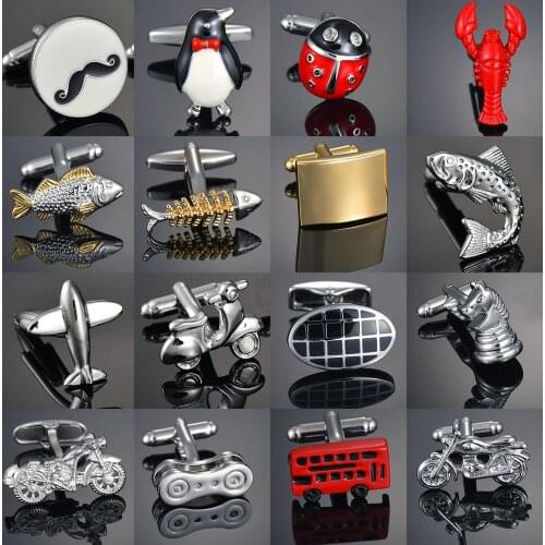 New Luxury Cuff links jewelry Animal/Lobster/aircraft/Motorcycle/Racing Bicycle/Penguin Mens Shirts Cufflinks gemelos cuff link