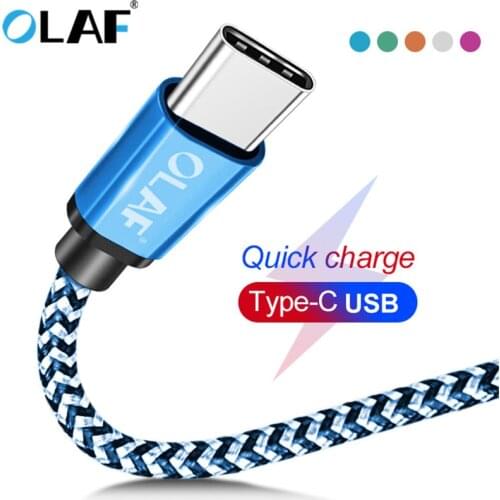 OLAF Nylon Braided USB Type C Cable 1M 2M 3M Data Sync Fast Charging USB C Cable For Samsung S9 S10 Xiaomi mi9 mi8 Huawei Type-c
