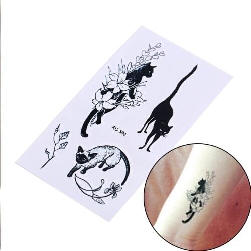 10.5*6cm Waterproof Fake Henna Painless Tatto Sticker Sexy Black Cats Temporary Tattoo Body Art Arm Flash Tattoo Stickers