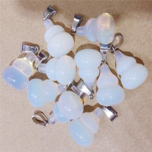 10Pcs 18x14mm White Opal Carved Gourd Pendant Beads For DIY Jewelry Making Necklace Accessories Special Gift