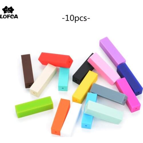LOFCA 10pcs Cuboid Silicon Beads For Silicone Teething Necklace BPA Free Food Grade Silicone Beads For Baby Toys For Teether