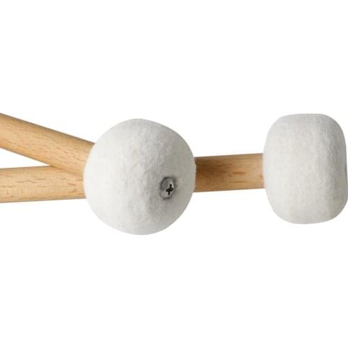 2pcs Drum Mallets, Wool Felt Drum Stick Anti-slip Bass Drum Mallet Stick Indispensable Instrument Band Accessory