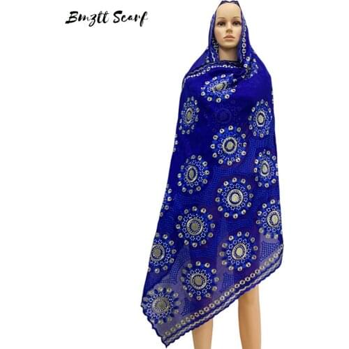 2020 Muslim Fashion Cotton Embroidered Scarf-style Headscarf Turbans For Women Foulard Africain Femme Inner Hijab BF-175