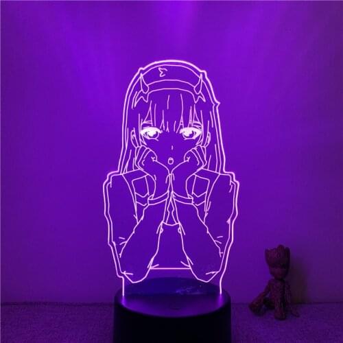 3D Lamp Action Figure Darling In The Franxx 02 Zero Two LED NightLight 7 Colors Touch Table Room Decor Night Light Gift Model