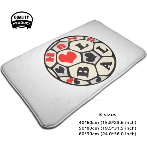 Handball 3D Household Goods Mat Rug Carpet Foot Pad Handball Texture Red Black Heart Handball Words Ball Graphical Handball Boy