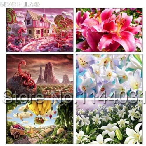 Lily,Dream Castle,Diamond Embroidery DIY,Diamond Painting,Full,Cross Stitch,Diamond Mosaic Set,Home Decor Flowers and landscapes